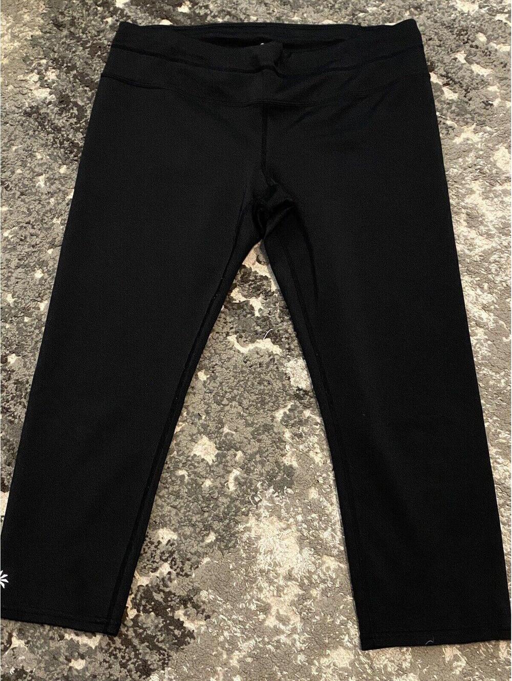 Athleta Leggings Womens Medium 54023 Cropped Breathable Black Exercise Pant L206
